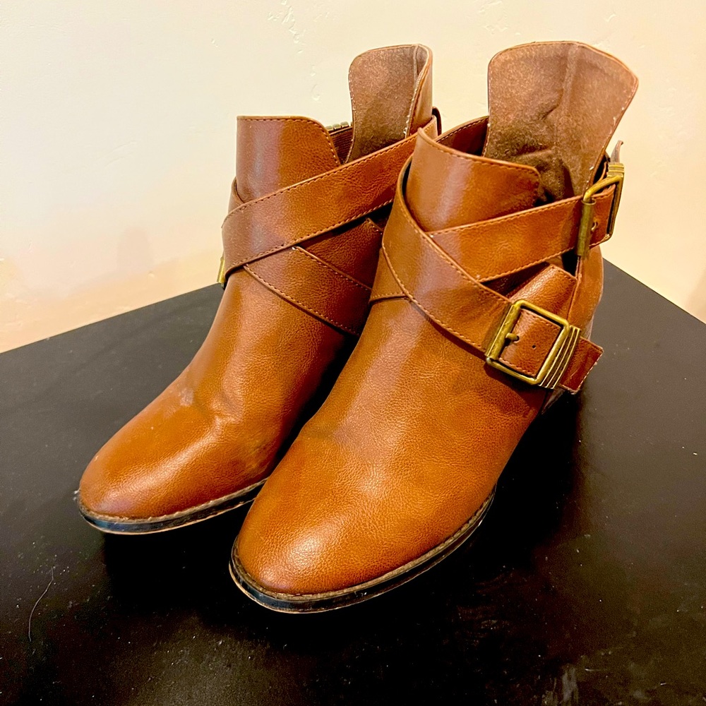 Brown Booties with Gold Accents
